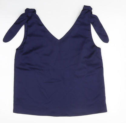 Savida Womens Blue Polyester Basic Tank Size M V-Neck