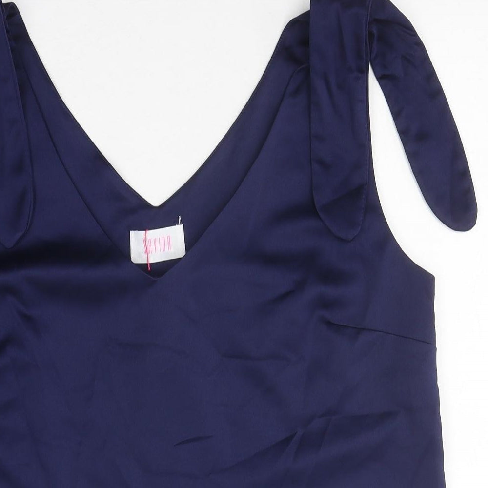 Savida Womens Blue Polyester Basic Tank Size M V-Neck