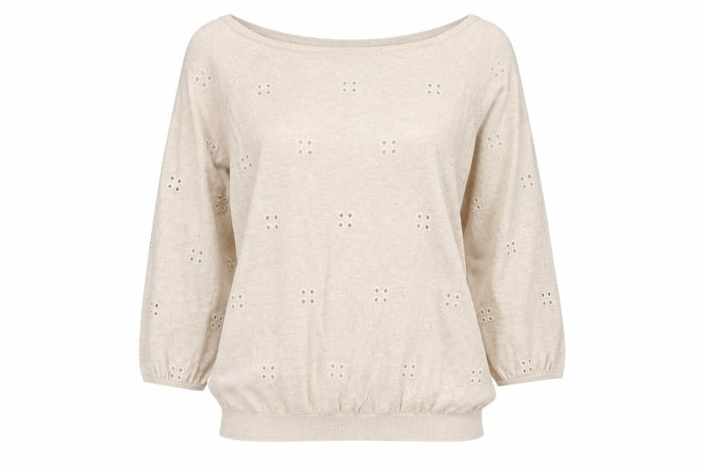 Topshop Womens Beige Polyester Basic T-Shirt Size 8 Off the Shoulder