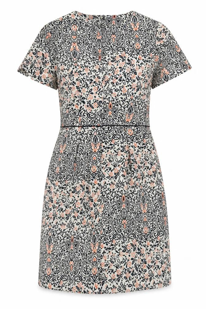 H&M Womens Multicoloured Floral Polyester Sheath Size 6 Round Neck Zip