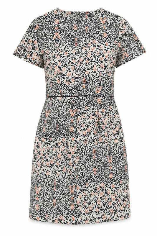 H&M Womens Multicoloured Floral Polyester Sheath Size 6 Round Neck Zip