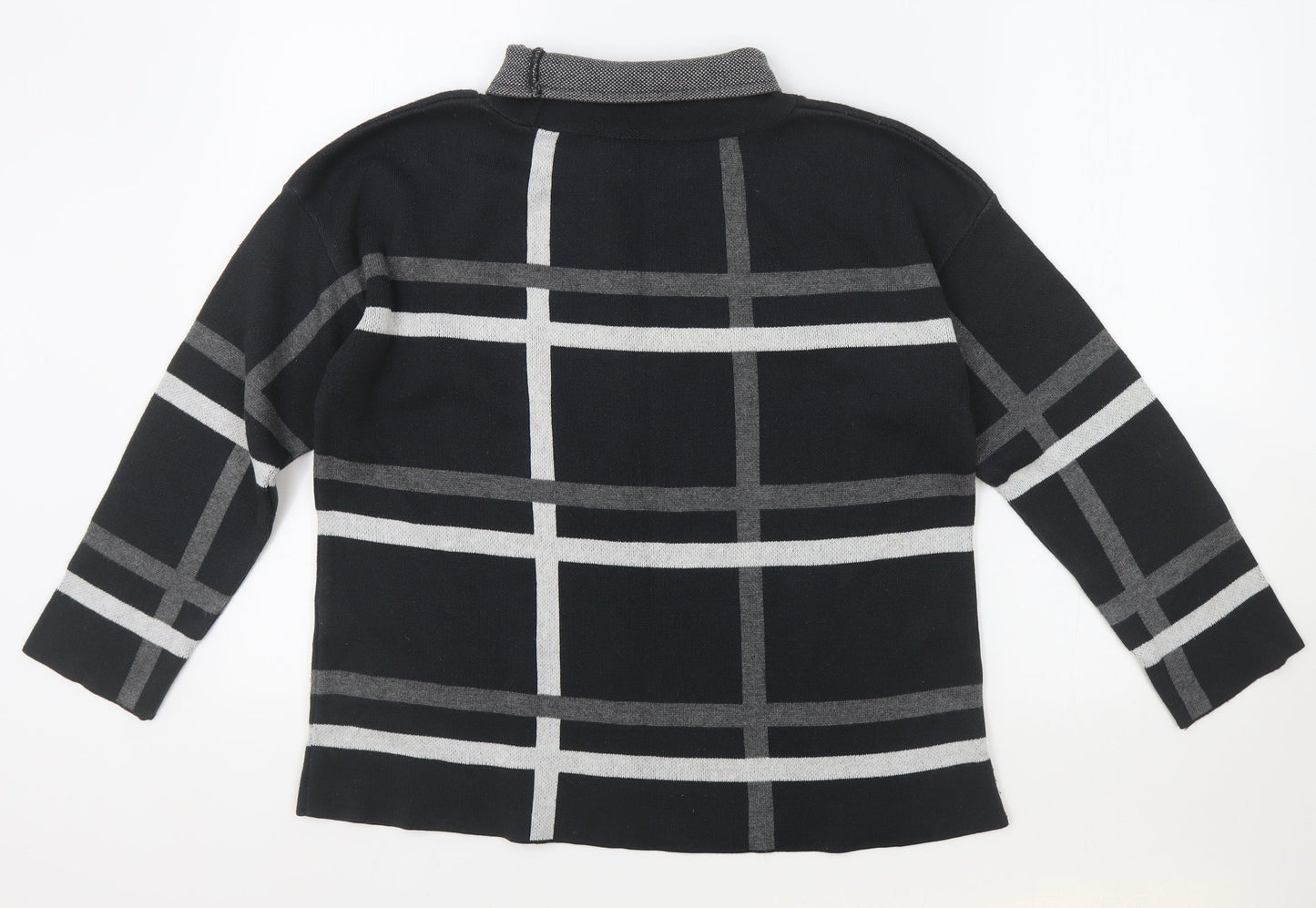 ASOS Womens Black High Neck Striped Acrylic Pullover Jumper Size 12