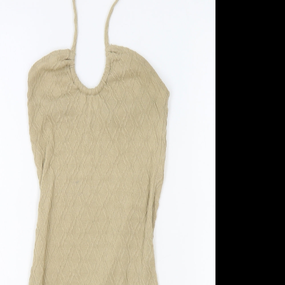 Divided Womens Beige Polyester Bodycon Size S Halter
