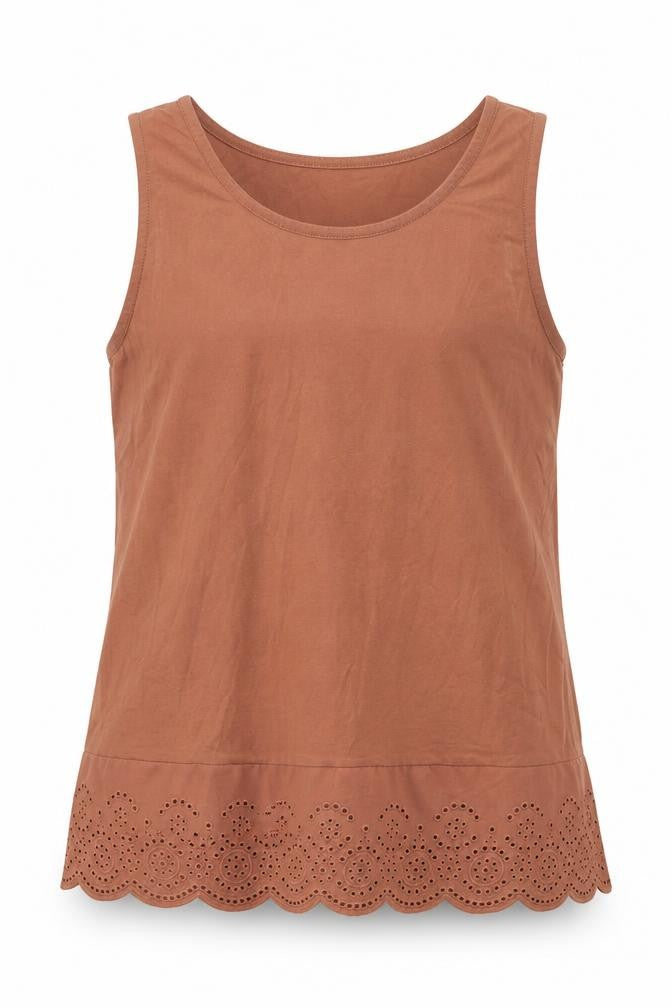 TU Girls Brown Cotton Basic Tank Size 13 Years Round Neck Pullover