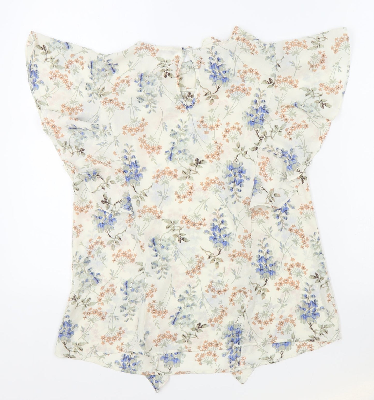 Limited Editions Womens Beige Floral Polyester Basic T-Shirt Size 8 Round Neck