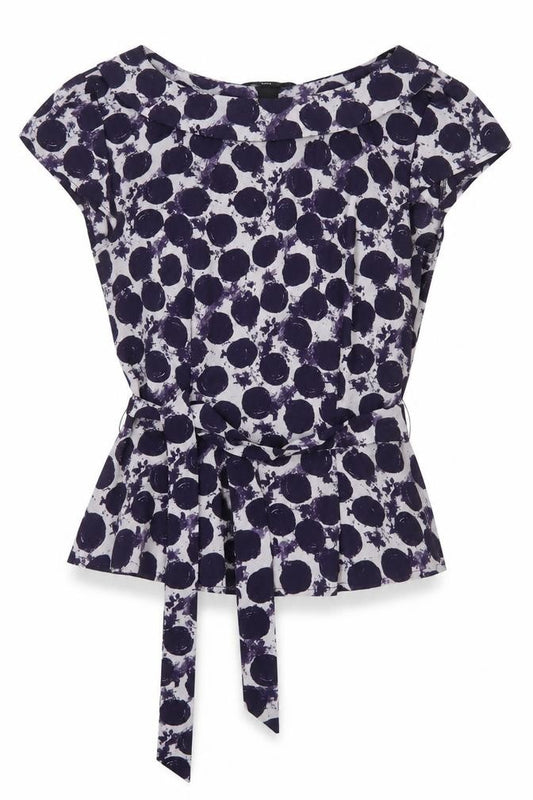 H&M Womens Purple Polka Dot Polyester Basic Blouse Size 6 Cowl Neck
