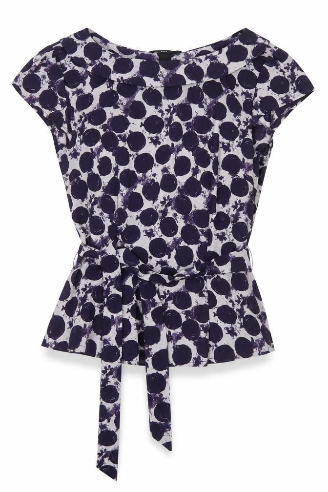 H&M Womens Purple Polka Dot Polyester Basic Blouse Size 6 Cowl Neck