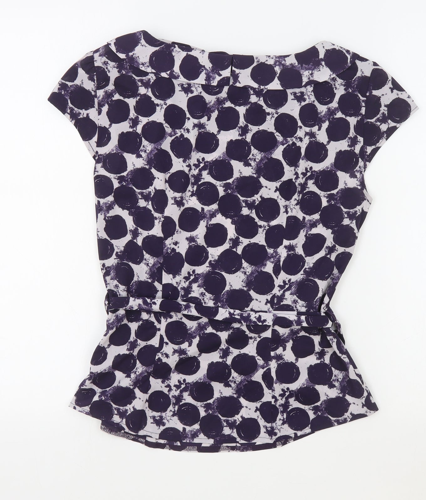 H&M Womens Purple Polka Dot Polyester Basic Blouse Size 6 Cowl Neck