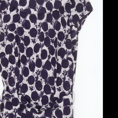 H&M Womens Purple Polka Dot Polyester Basic Blouse Size 6 Cowl Neck