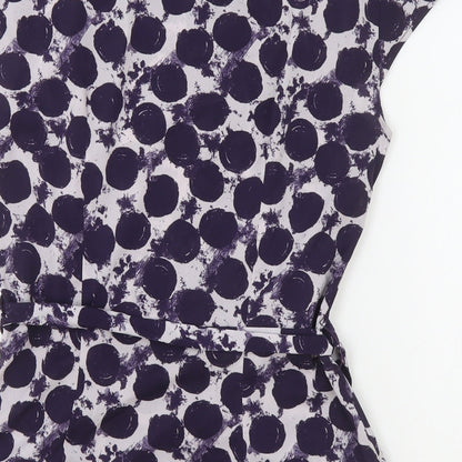 H&M Womens Purple Polka Dot Polyester Basic Blouse Size 6 Cowl Neck