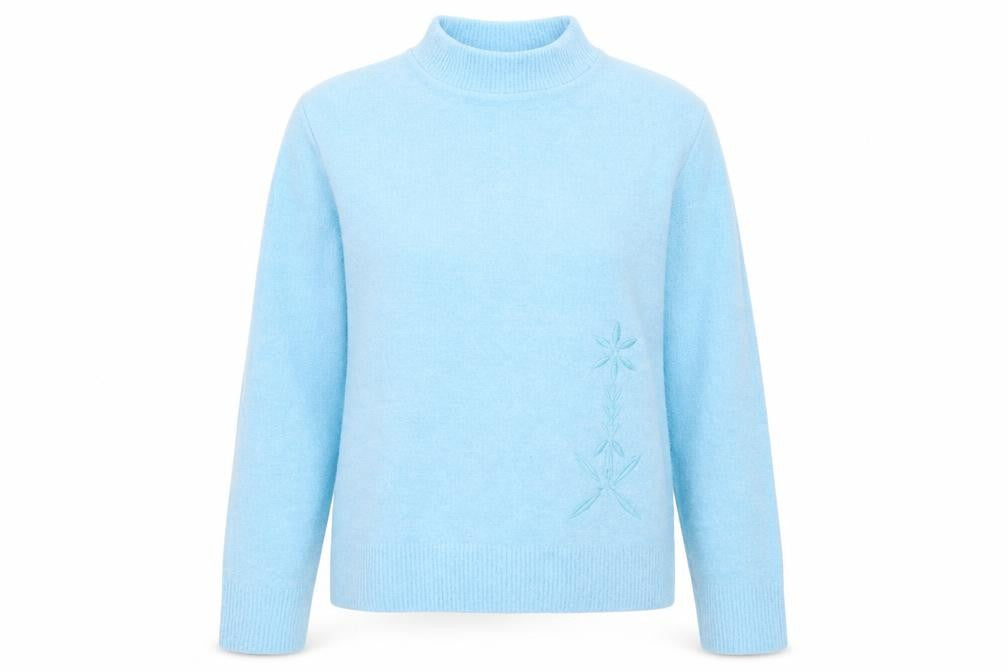 4 Me Womens Blue High Neck Acrylic Pullover Jumper Size M