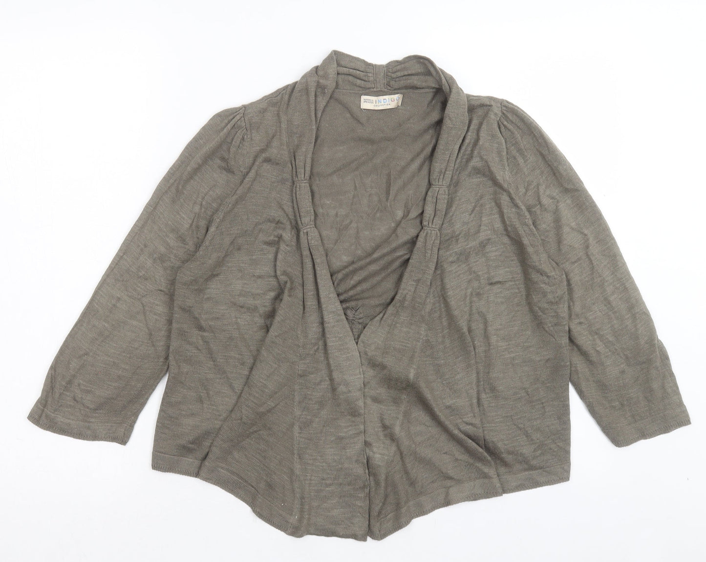 Indigo Womens Green V-Neck Acrylic Cardigan Jumper Size 14