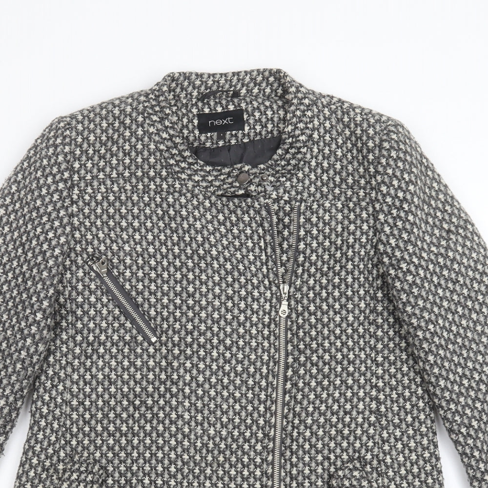 NEXT Womens Grey Geometric Jacket Size 8 Zip