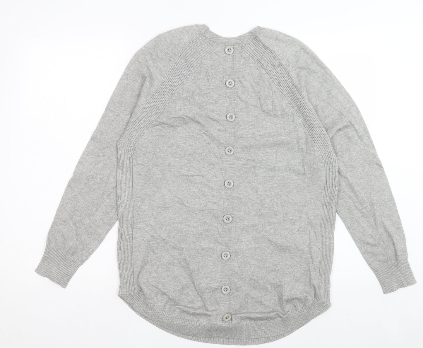 Mud Flowers Womens Grey Crew Neck Viscose Pullover Jumper Size S