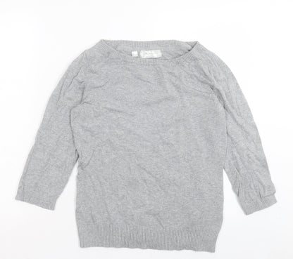 BPC Collection Womens Grey Boat Neck Cotton Pullover Jumper Size S