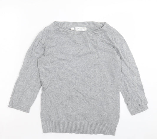 BPC Collection Womens Grey Boat Neck Cotton Pullover Jumper Size S
