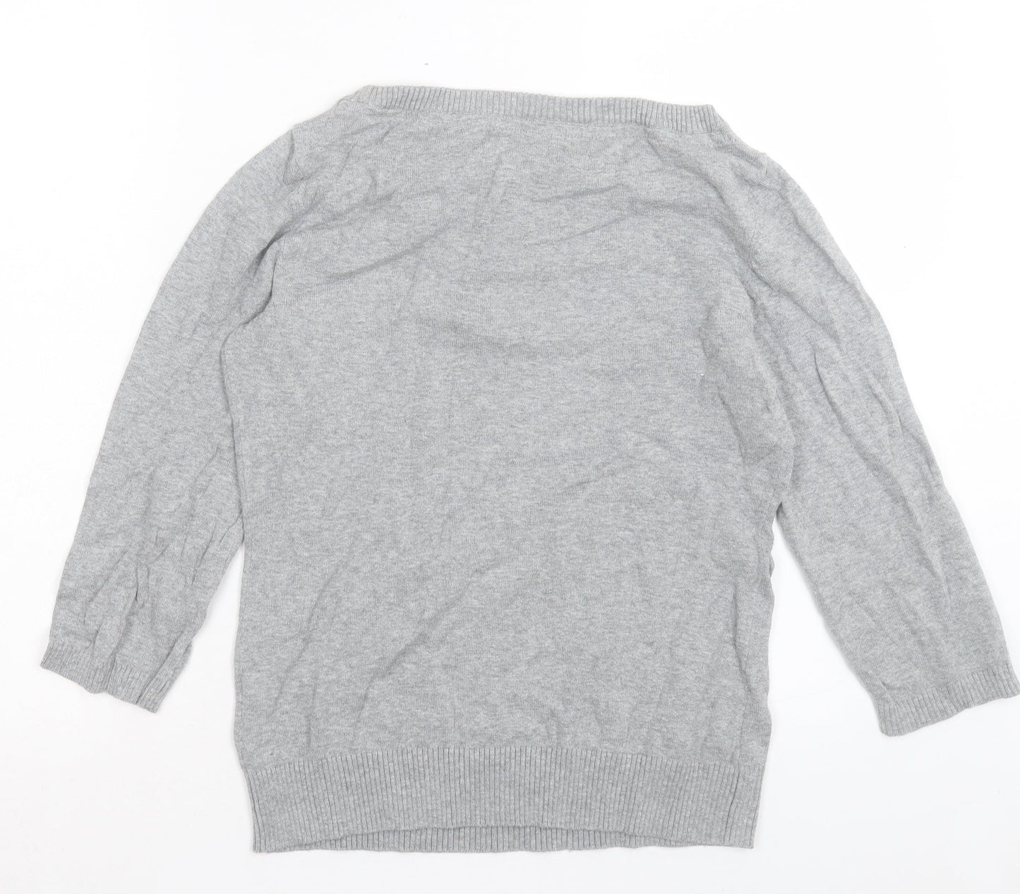 BPC Collection Womens Grey Boat Neck Cotton Pullover Jumper Size S