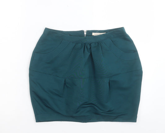 Barkins Womens Green Polyester A-Line Skirt Size 10 Zip