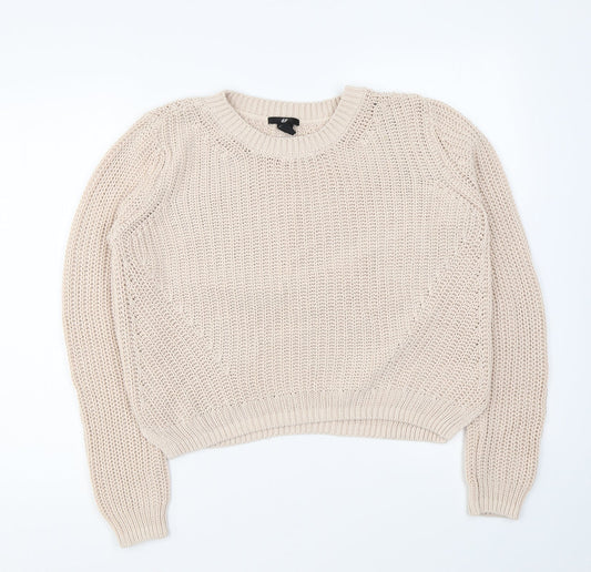 H&M Womens Pink Round Neck Cotton Pullover Jumper Size M