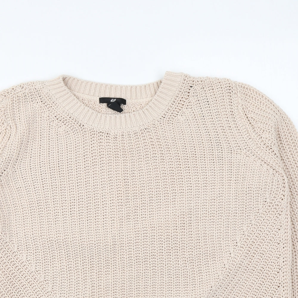 H&M Womens Pink Round Neck Cotton Pullover Jumper Size M
