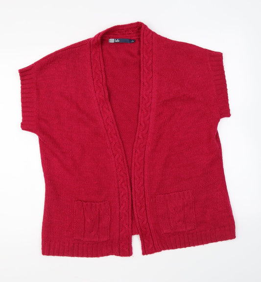 Isle Womens Pink V-Neck Acrylic Cardigan Jumper Size L