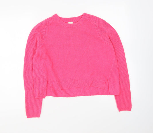 River Island Womens Pink Round Neck Acrylic Pullover Jumper Size 10