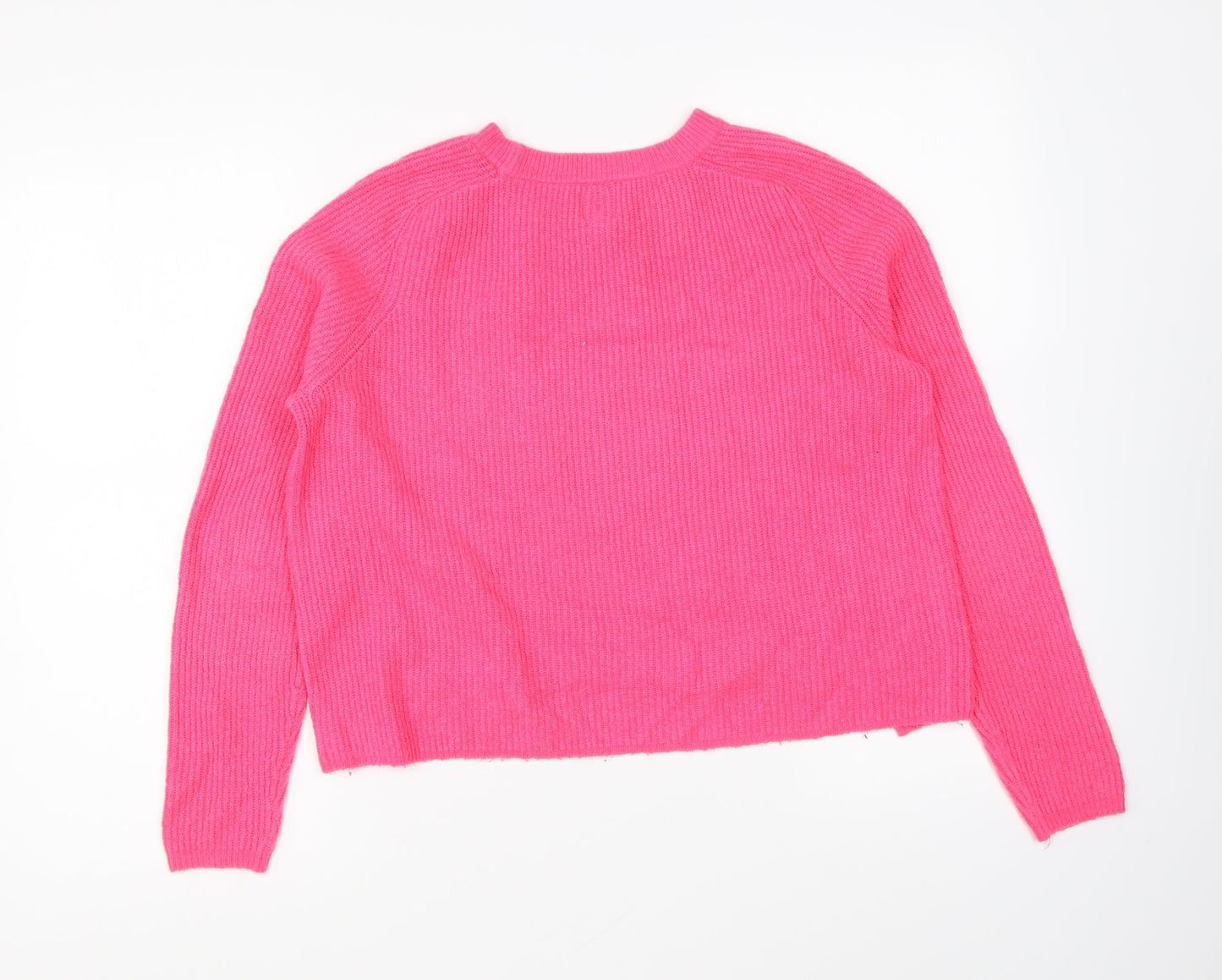 River Island Womens Pink Round Neck Acrylic Pullover Jumper Size 10