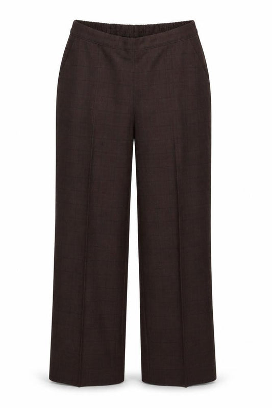 Preworn Womens Brown Striped Polyester Trousers Size 32 in L28 in Regular