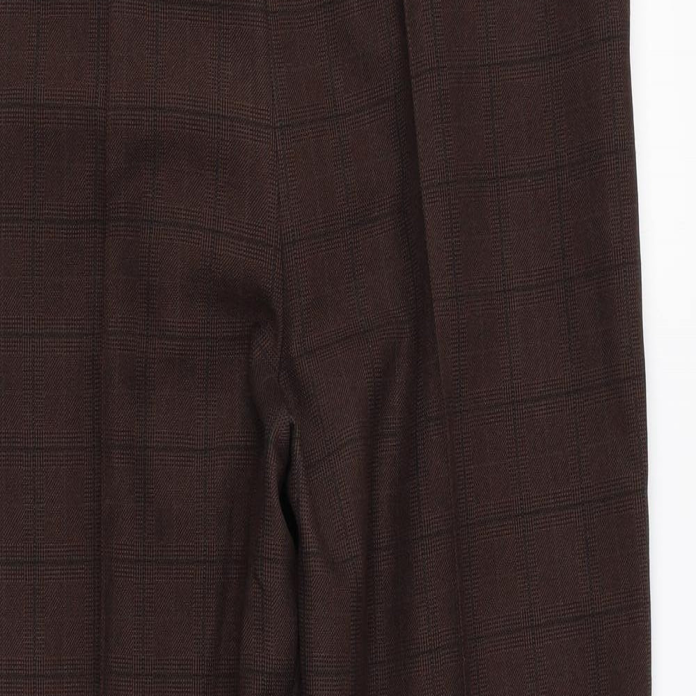 Preworn Womens Brown Striped Polyester Trousers Size 32 in L28 in Regular