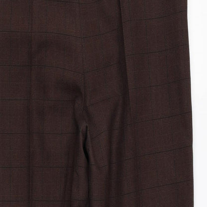 Preworn Womens Brown Striped Polyester Trousers Size 32 in L28 in Regular