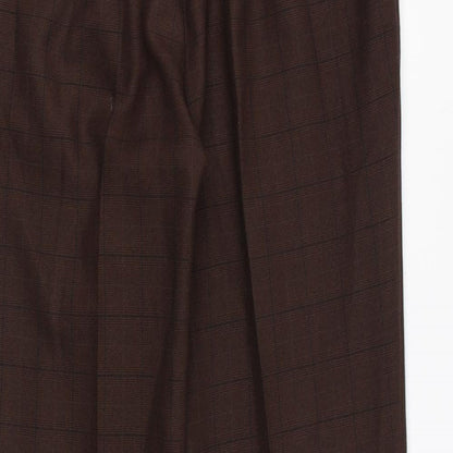 Preworn Womens Brown Striped Polyester Trousers Size 32 in L28 in Regular