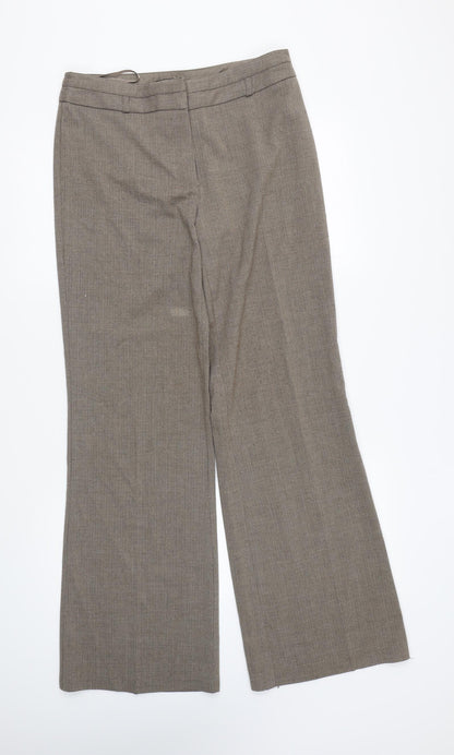 Next Womens Brown Polyester Trousers Size 31 in L30 in Regular Hook & Eye