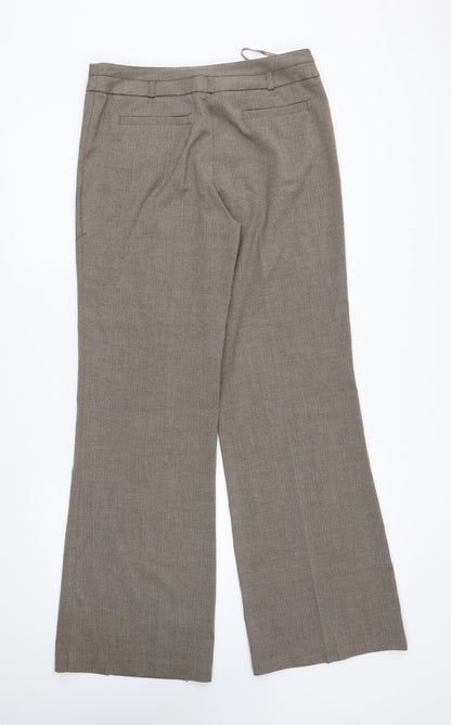 Next Womens Brown Polyester Trousers Size 31 in L30 in Regular Hook & Eye