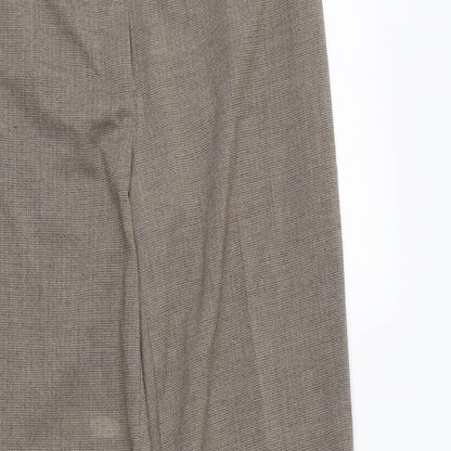 Next Womens Brown Polyester Trousers Size 31 in L30 in Regular Hook & Eye