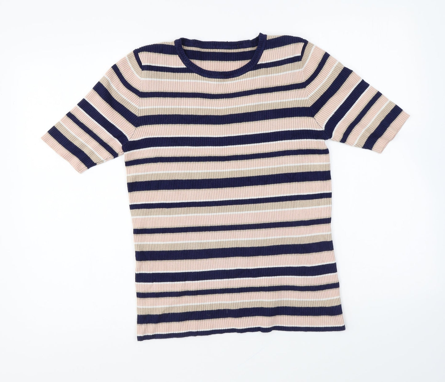 Dorothy Perkins Womens Multicoloured Round Neck Striped Viscose Pullover Jumper Size 16