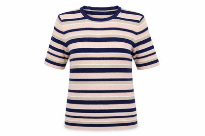 Dorothy Perkins Womens Multicoloured Round Neck Striped Viscose Pullover Jumper Size 16