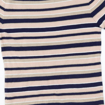 Dorothy Perkins Womens Multicoloured Round Neck Striped Viscose Pullover Jumper Size 16