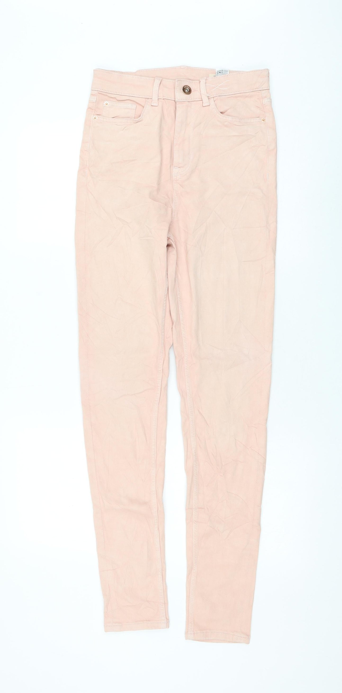 Marks and Spencer Womens Pink Cotton Skinny Jeans Size 8 L30 in Regular Zip