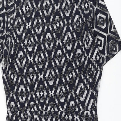 Next Womens Blue Geometric Polyester Shift Size 6 Square Neck Pullover