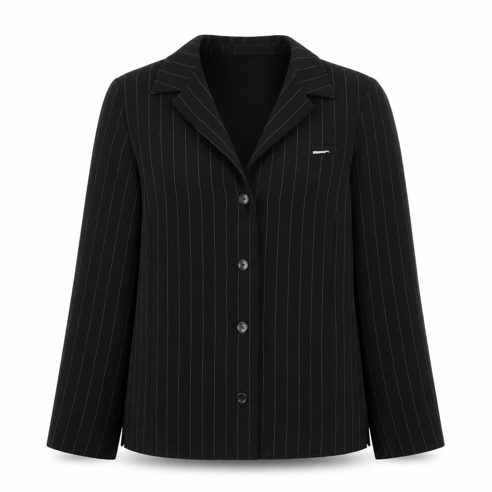 Marcona Womens Black Striped Jacket Blazer Size 10 Button