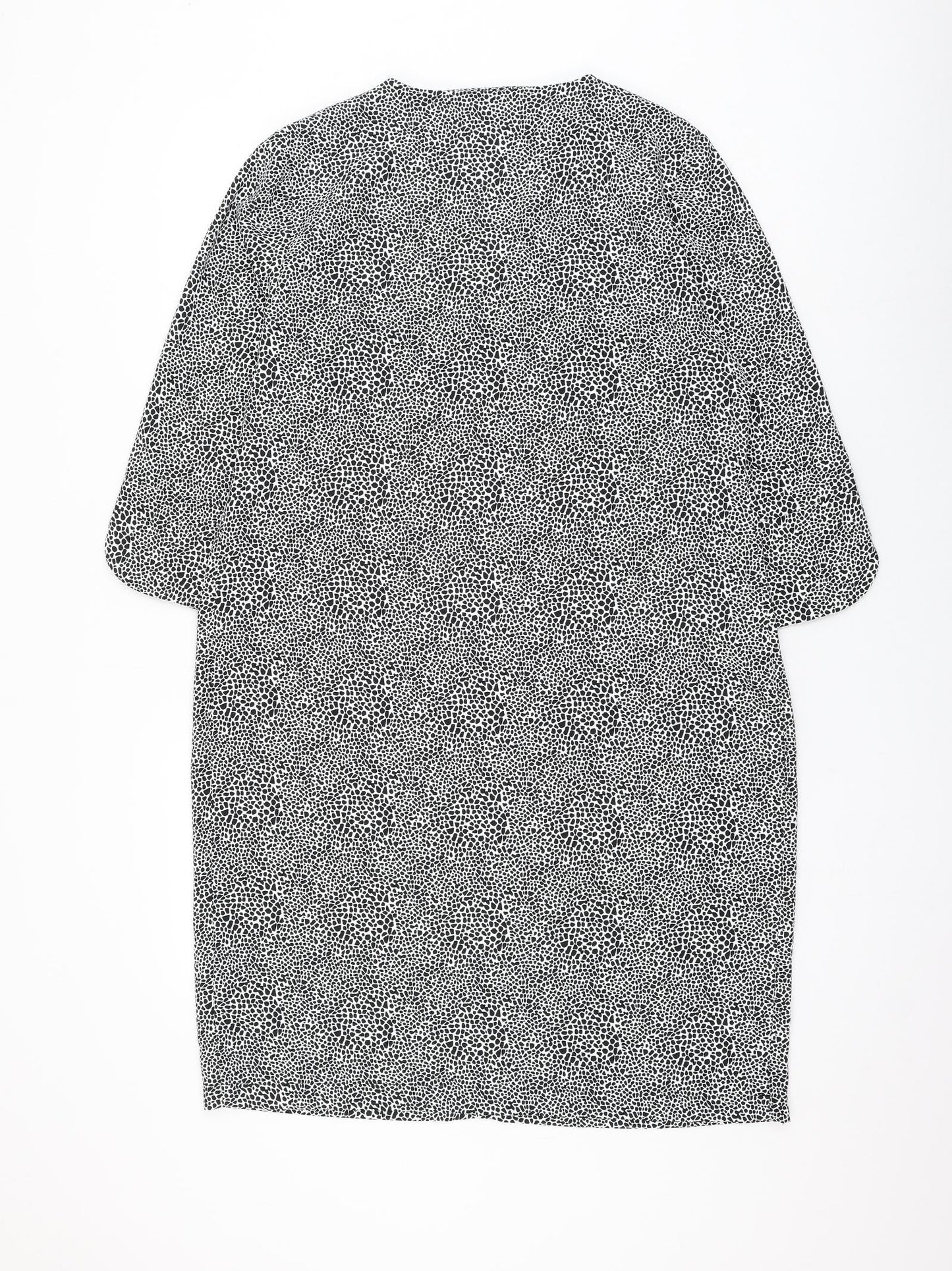 Marks and Spencer Womens White Animal Print Polyester Shift Size 12 V-Neck Pullover