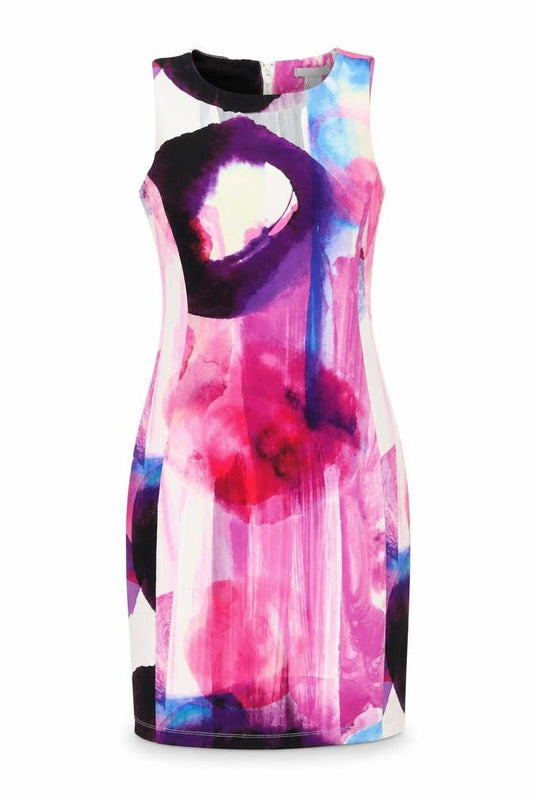 H&M Womens Multicoloured Geometric Polyester Shift Size S Round Neck Zip