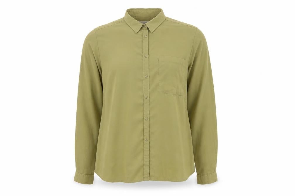 LFT Womens Green Polyester Basic Button-Up Size L Collared