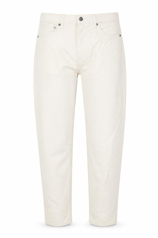 Marks & Spencer Womens Beige Cotton Tapered Jeans Size 34 in L31 in Regular Zip