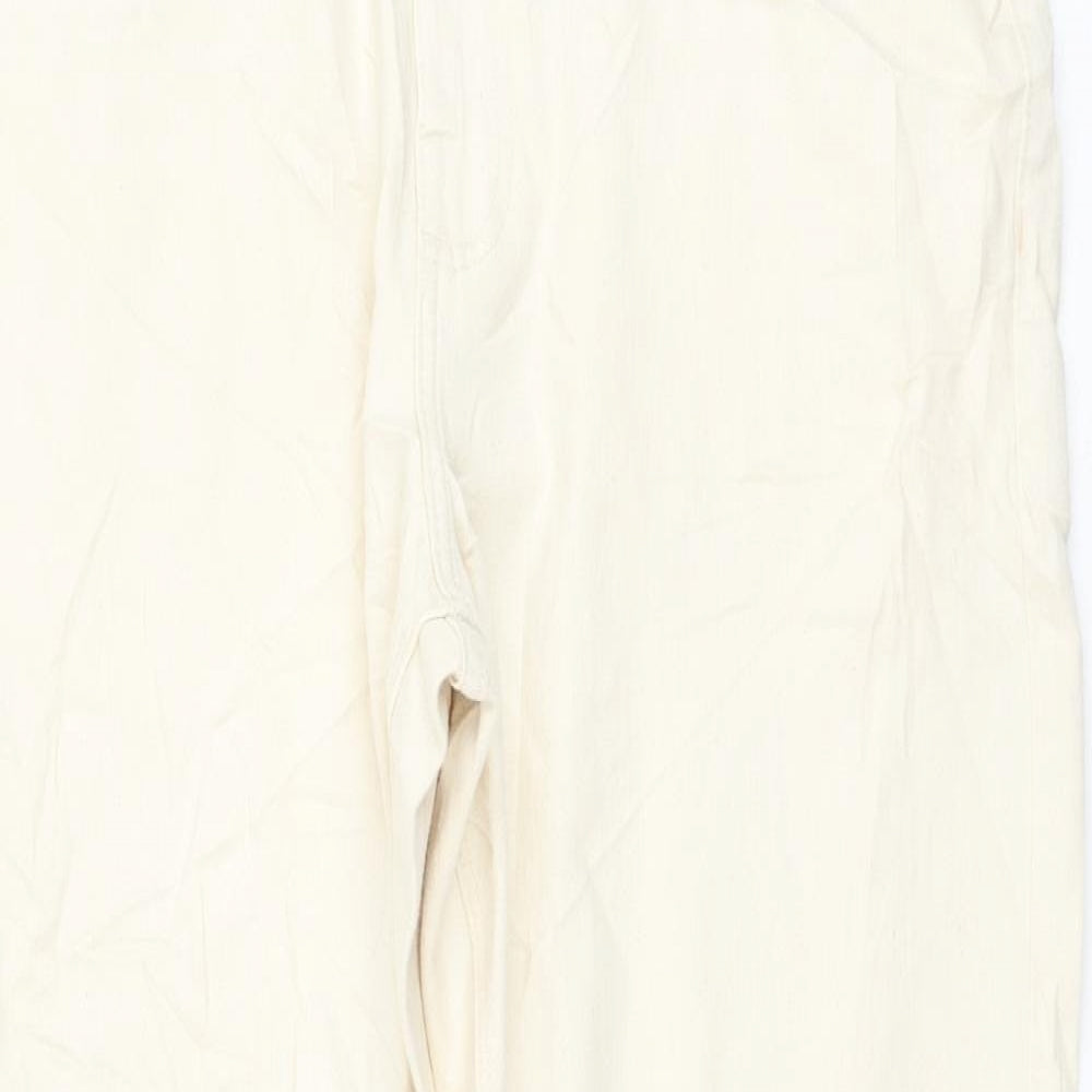 Marks and Spencer Womens Beige Cotton Tapered Jeans Size 34 in L31 in Regular Zip