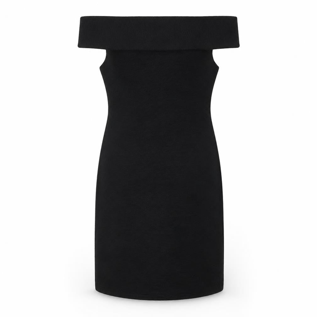 Pearl Womens Black Polyester Pencil Dress Size 10 Off the Shoulder Pullover