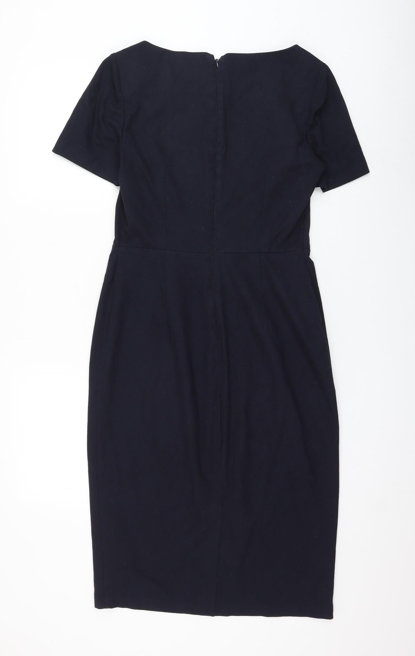 NEXT Womens Blue Polyester Shift Size 10 Square Neck Zip