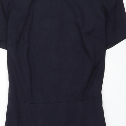 Next Womens Blue Polyester Shift Size 10 Square Neck Zip
