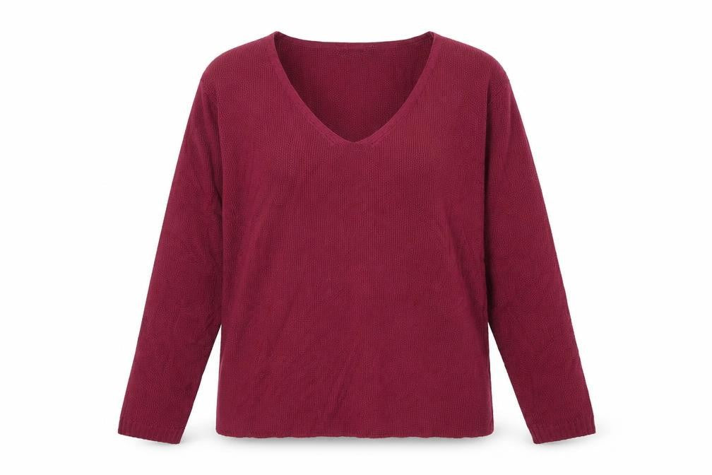 IPRETTY Womens Red V-Neck Polyester Pullover Jumper Size XL