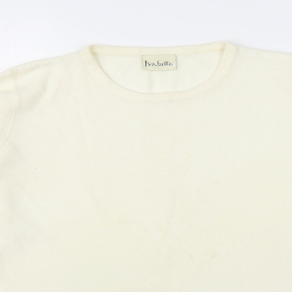 Isabelle Womens Ivory Round Neck Acrylic Pullover Jumper Size 12